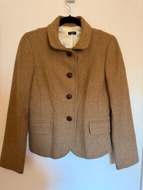 J.Crew Wool Blend Cropped Blazer Camel Brown Tailored Jacket S/M